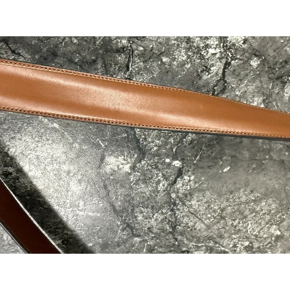 Perry Ellis Portfolio Mens Full Grain Cowhide Leather Belt IP32030K Brown Sz 52